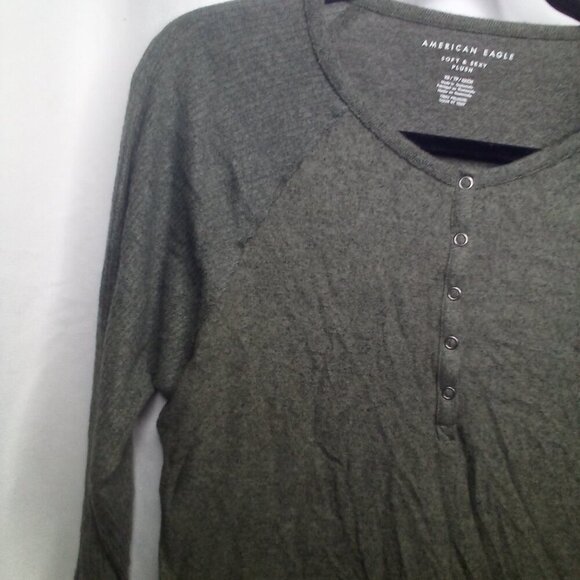American Eagle Shirt XS Soft & Sexy Plush Long Sleeve Green Gray Color - Picture 14 of 16